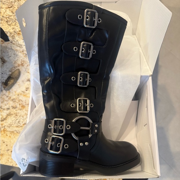 Dream Pairs Square Toe Black Motorcycle Boots - Picture 9 of 16